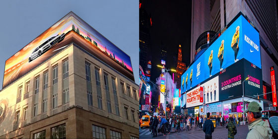 Curved Exterior Building 3D Billboard Big Screen Video Led Image Display P3.9 Fixed Advertising Screen Display Outdoor