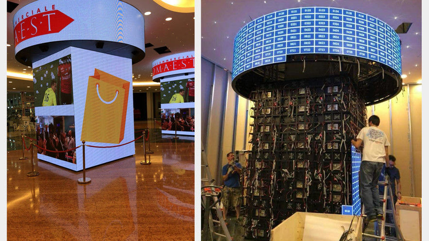Indoor Installation P3 Circular Column LED Soft Module with High Contrast Ratio 5000 1 and 256 Color Depth