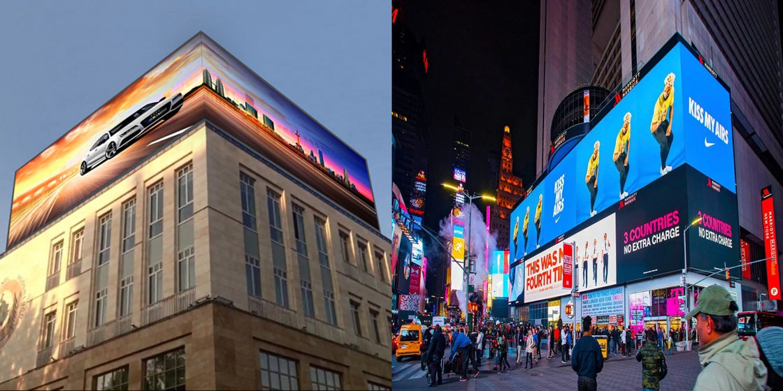 Curved Exterior Building 3D Billboard Big Screen Video Led Image Display P3.9 Fixed Advertising Screen Display Outdoor
