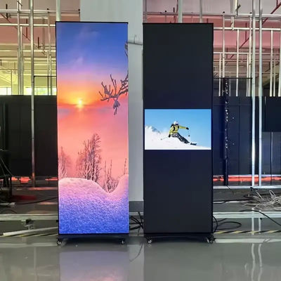 4G & WiFi Controlled LED Poster with Foldable Wheels and P1.5mm Pixel Pitch for Shopping Malls